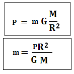 Calcul de la masse et du poids par rapport à la constante gravitationnelle et la masse de l'astre 