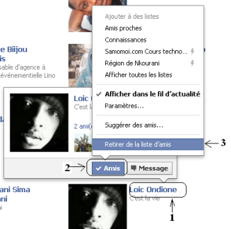 Supprimer  ami facebook