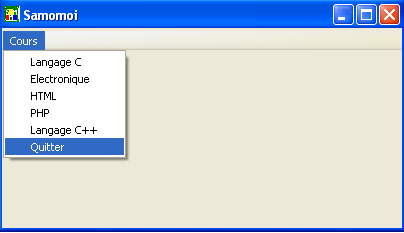 , cours langage C, GtkMenuBar, GtkMenu, GtkMenuItem