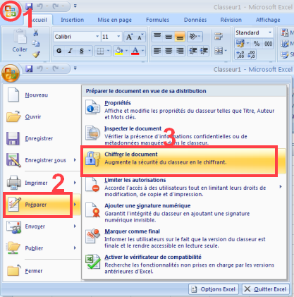 La procédure pour mettre un mot de passe sur un document Excel