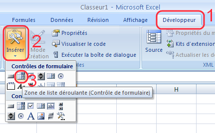 Procédure pour insérer une liste déroulante sous Excel