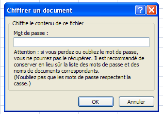 mettre un mot de passe sur Excel