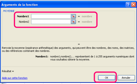 Procédure de calcul de la moyenne sous Excel