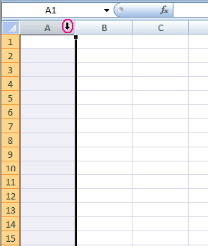 Sélectionner une colonne sous Excel