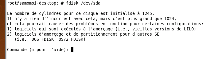 Partitionner un disque avec la commande fdisk