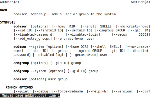 étude de la commande man addgroup